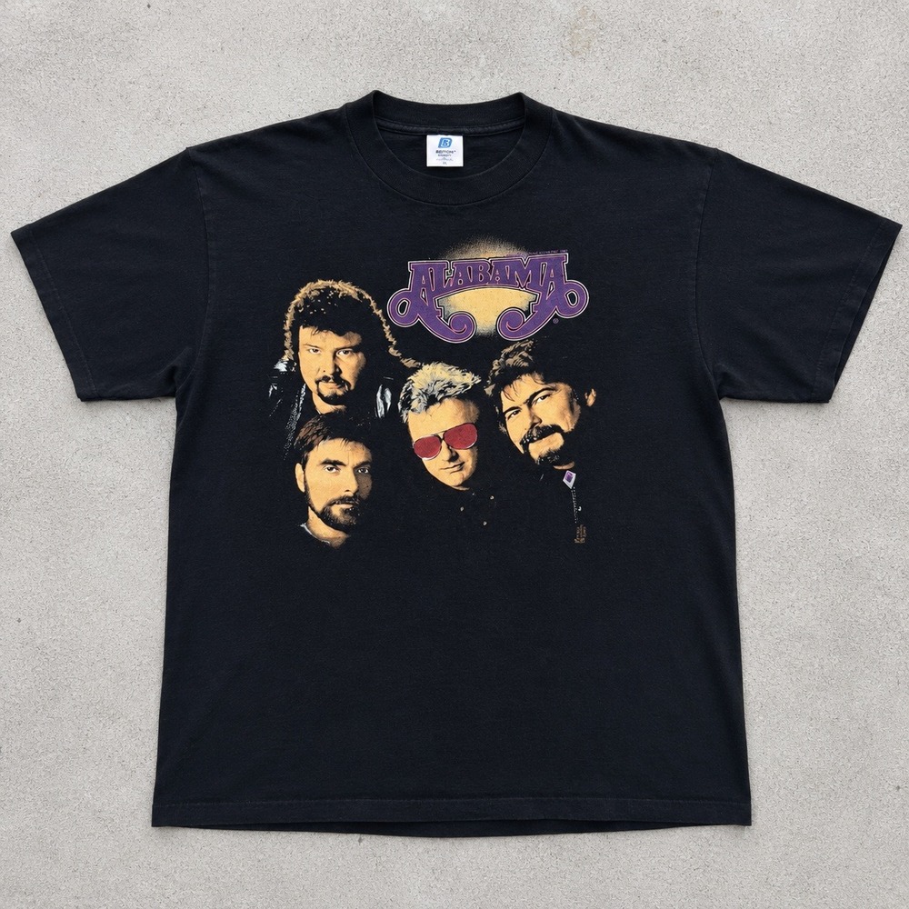 Vintage 1992 Alabama Band T-Shirt Mens XL Belton Black Graphic Country Music Tee